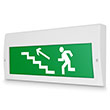 Световое табло «Направление к эвакуационному выходу по лестнице вверх (левосторонний)», Молния (220В РИП)